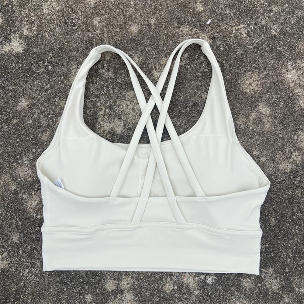 Solid Crossback Womens Fitness Bra For Gym Yoga High Support Sports Top 2