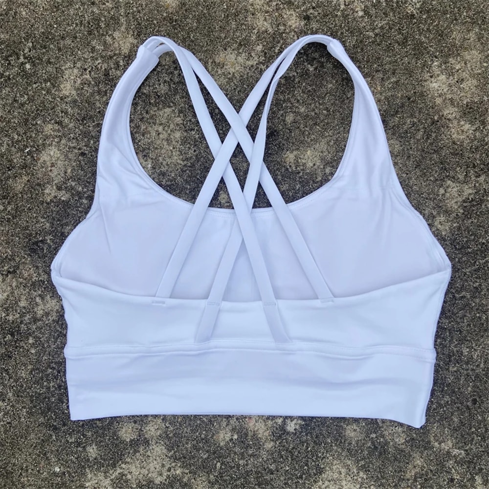 Solid Crossback Womens Fitness Bra For Gym Yoga High Support Sports Top 12