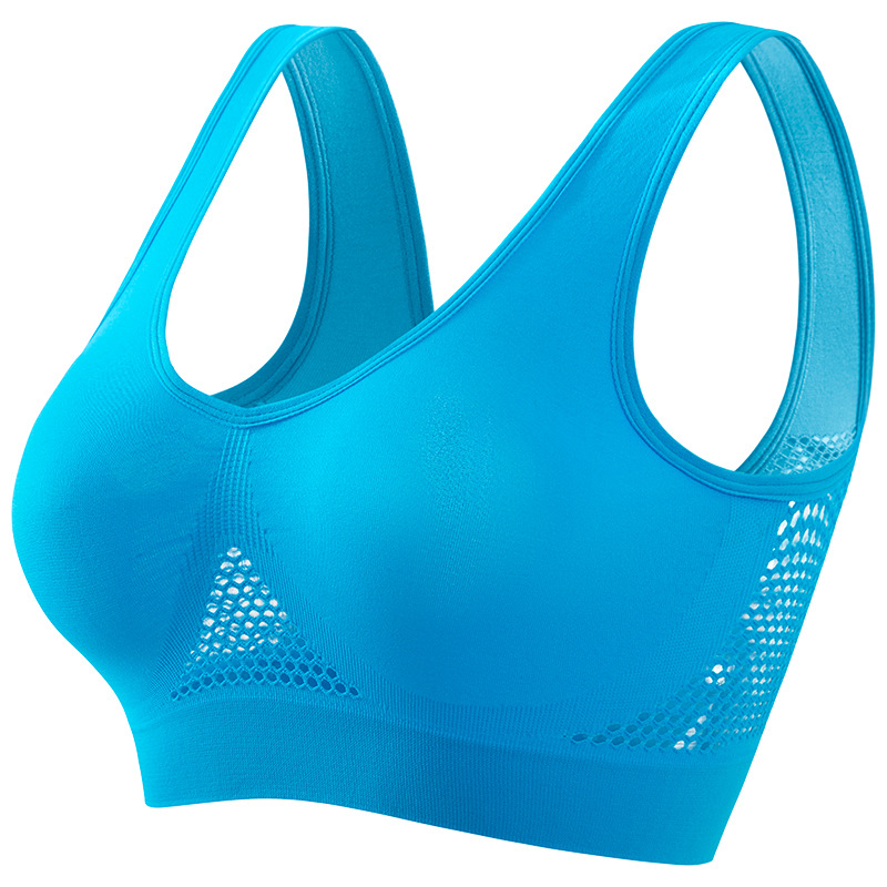 Plus Size Breathable Mesh Sports Bra – Seamless Wireless Crop Top