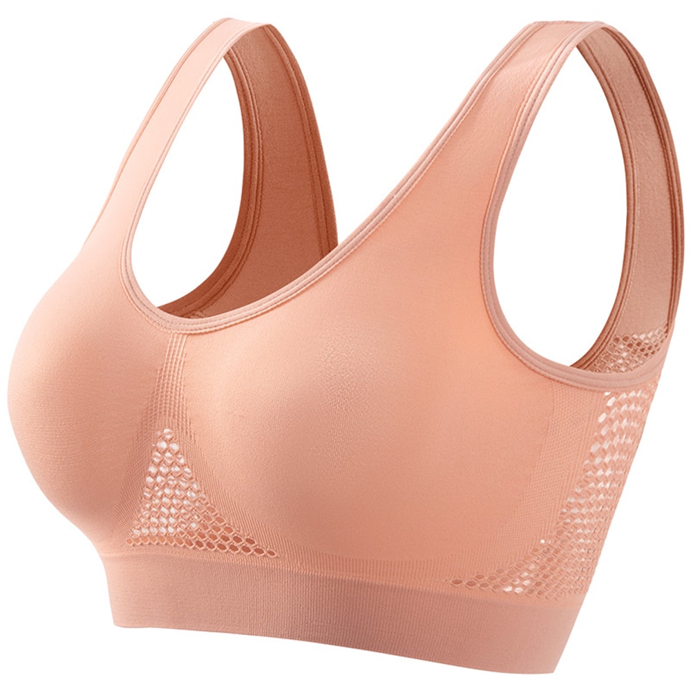 Plus Size Breathable Mesh Sports Bra – Seamless Wireless Crop Top