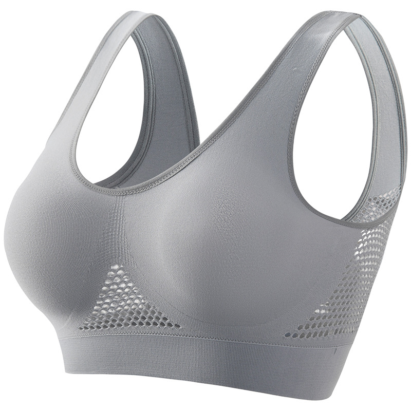 Plus Size Breathable Mesh Sports Bra – Seamless Wireless Crop Top
