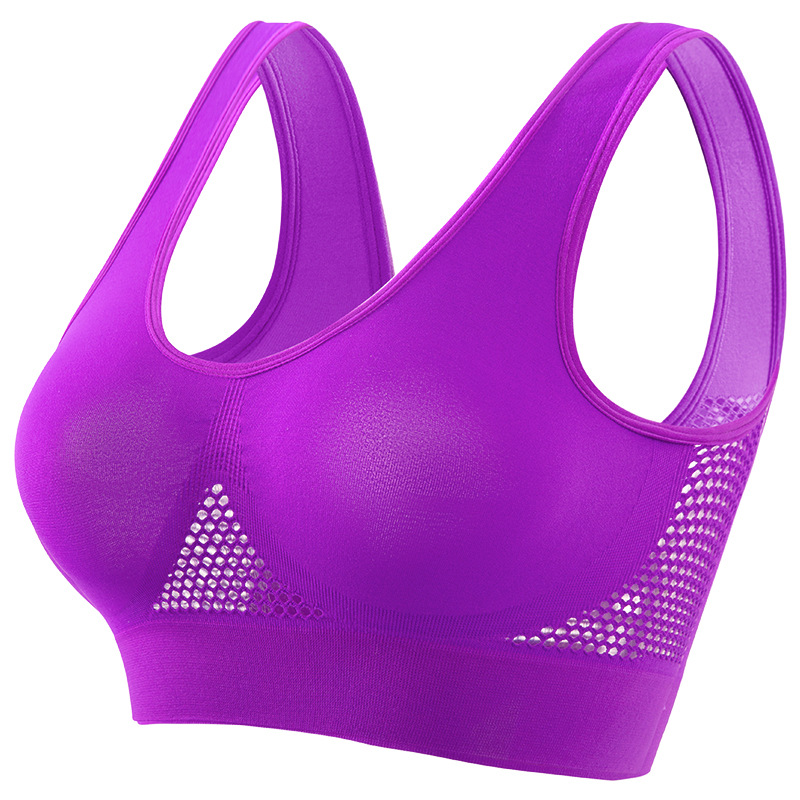 Plus Size Breathable Mesh Sports Bra – Seamless Wireless Crop Top
