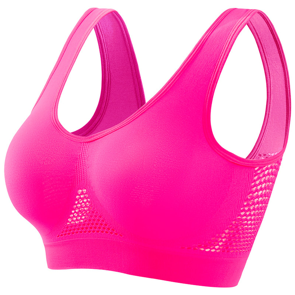 Plus Size Breathable Mesh Sports Bra – Seamless Wireless Crop Top