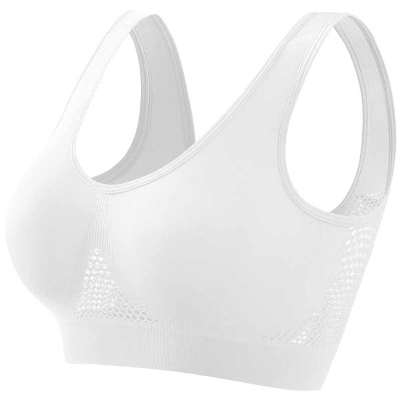 Plus Size Breathable Mesh Sports Bra – Seamless Wireless Crop Top
