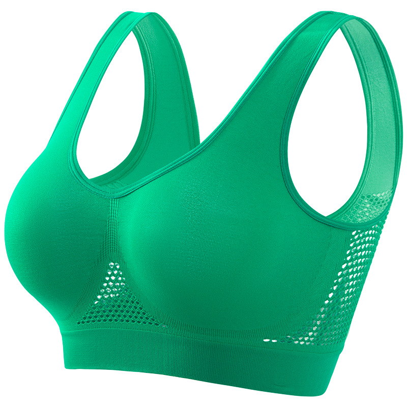 Plus Size Breathable Mesh Sports Bra – Seamless Wireless Crop Top