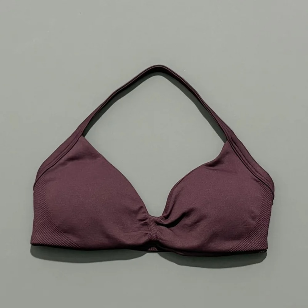 SculptFit Halter Sports Bra Crop Top Seamless Push Up Yoga Workout Tank 3
