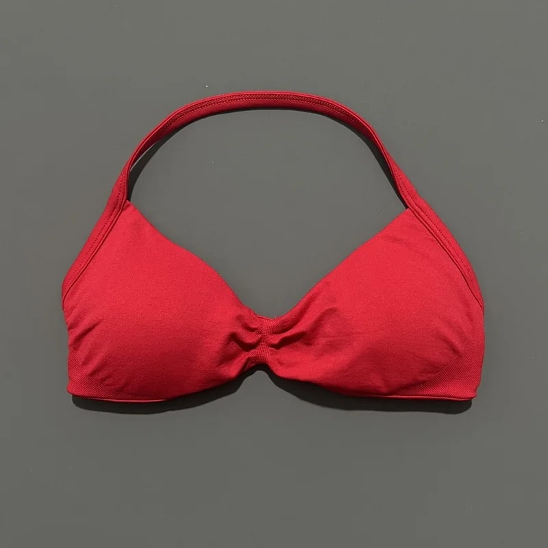 SculptFit Halter Sports Bra Crop Top Seamless Push Up Yoga Workout Tank 11