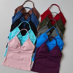 flexlift seamless backless yoga tank with built-in bra