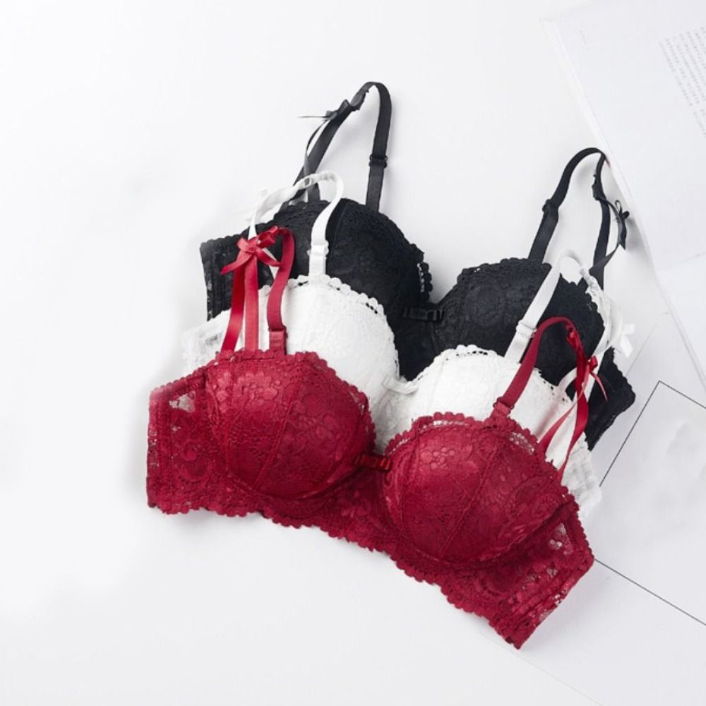 Lace Deep V Push Up Bra With Anti Sag Support For Women 2
