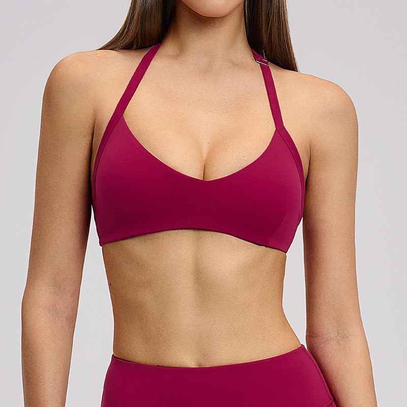 Hanging Neck Breathable Sports Bra For Women Push Up Fitness Running Yoga Top 0
