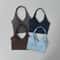 Women's V-Neck Halter Sports Bra with Push-Up & Removable Pads – Cross Back Workout Top