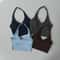 Women's V-Neck Halter Sports Bra with Push-Up & Removable Pads – Cross Back Workout Top