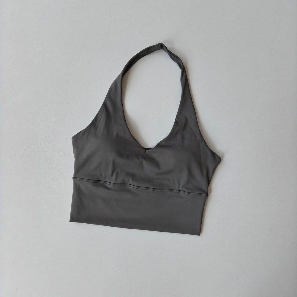 Women's V-Neck Halter Sports Bra with Push-Up & Removable Pads – Cross Back Workout Top