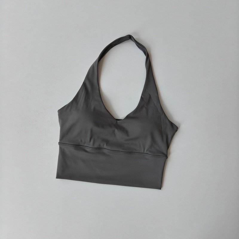 Women's V-Neck Halter Sports Bra with Push-Up & Removable Pads – Cross Back Workout Top
