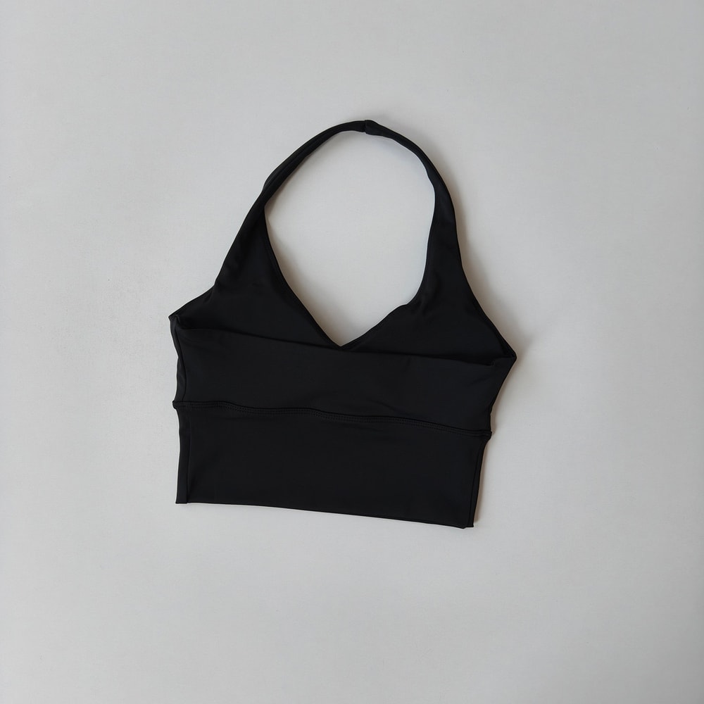 Women's V-Neck Halter Sports Bra with Push-Up & Removable Pads – Cross Back Workout Top