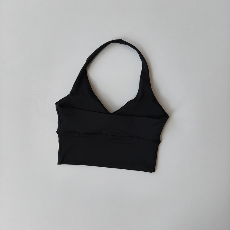 Women's V-Neck Halter Sports Bra with Push-Up & Removable Pads – Cross Back Workout Top