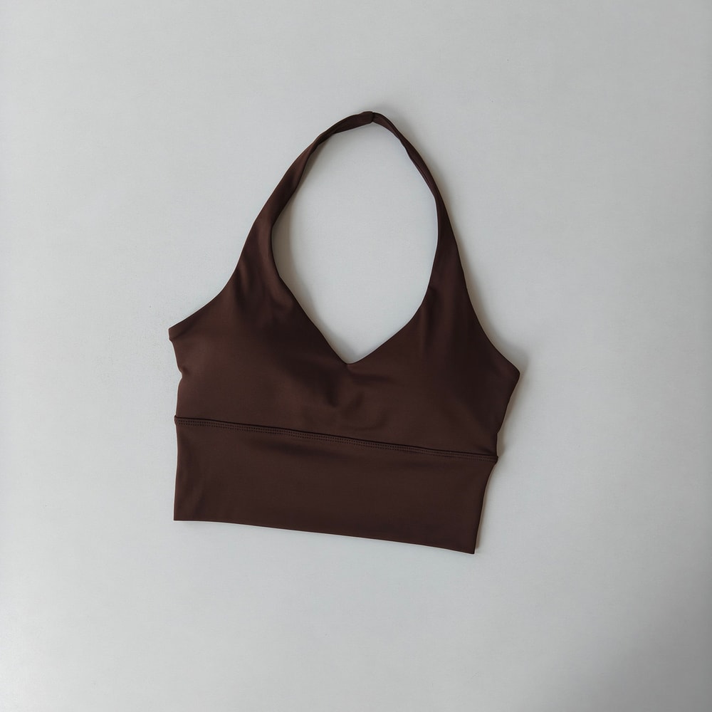 Women's V-Neck Halter Sports Bra with Push-Up & Removable Pads – Cross Back Workout Top