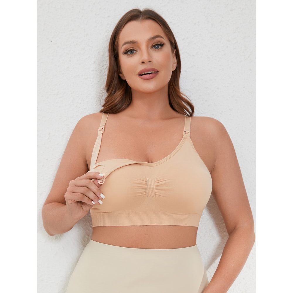Plus Size Adjustable Seamless Nursing Bra – Breathable Maternity & Breastfeeding Support