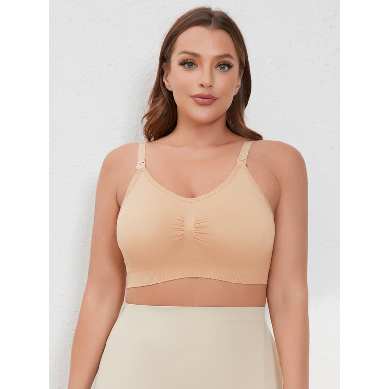 Plus Size Adjustable Seamless Nursing Bra – Breathable Maternity & Breastfeeding Support