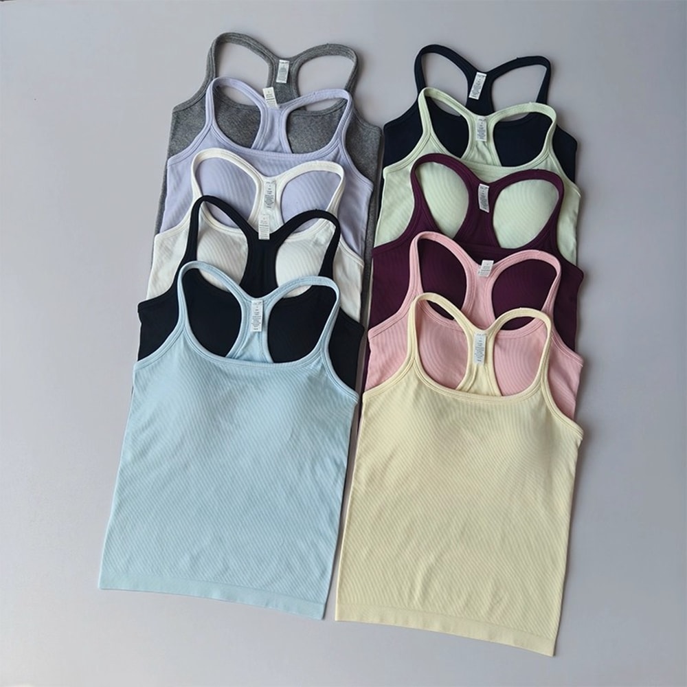 FlexFit Seamless Yoga Tank Top with Built-In Bra for Gym, Pilates & Running