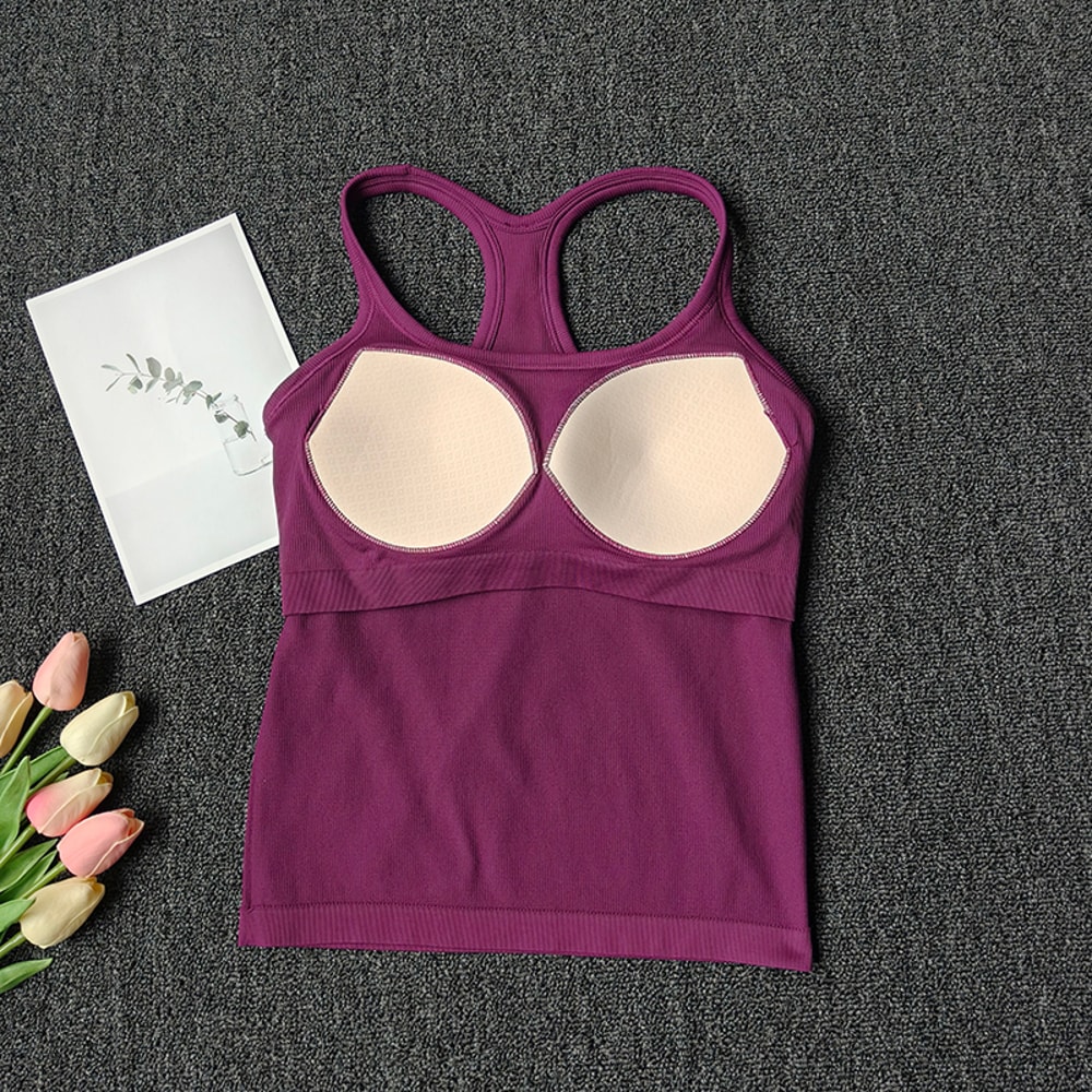FlexFit Seamless Yoga Tank Top with Built-In Bra for Gym, Pilates & Running