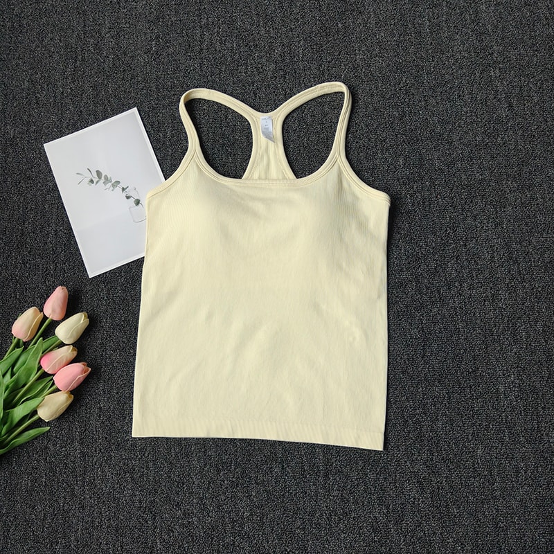 FlexFit Seamless Yoga Tank Top with Built-In Bra for Gym, Pilates & Running