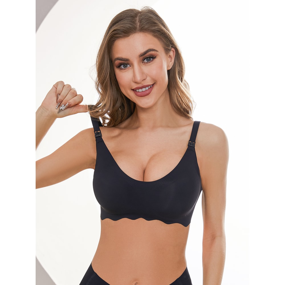 ComfortEase Seamless Nursing Bra – Breathable Wireless Breastfeeding Bra with Detachable Clips