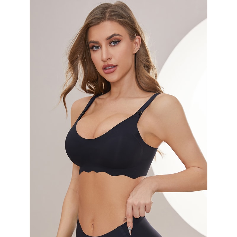 ComfortEase Seamless Nursing Bra – Breathable Wireless Breastfeeding Bra with Detachable Clips