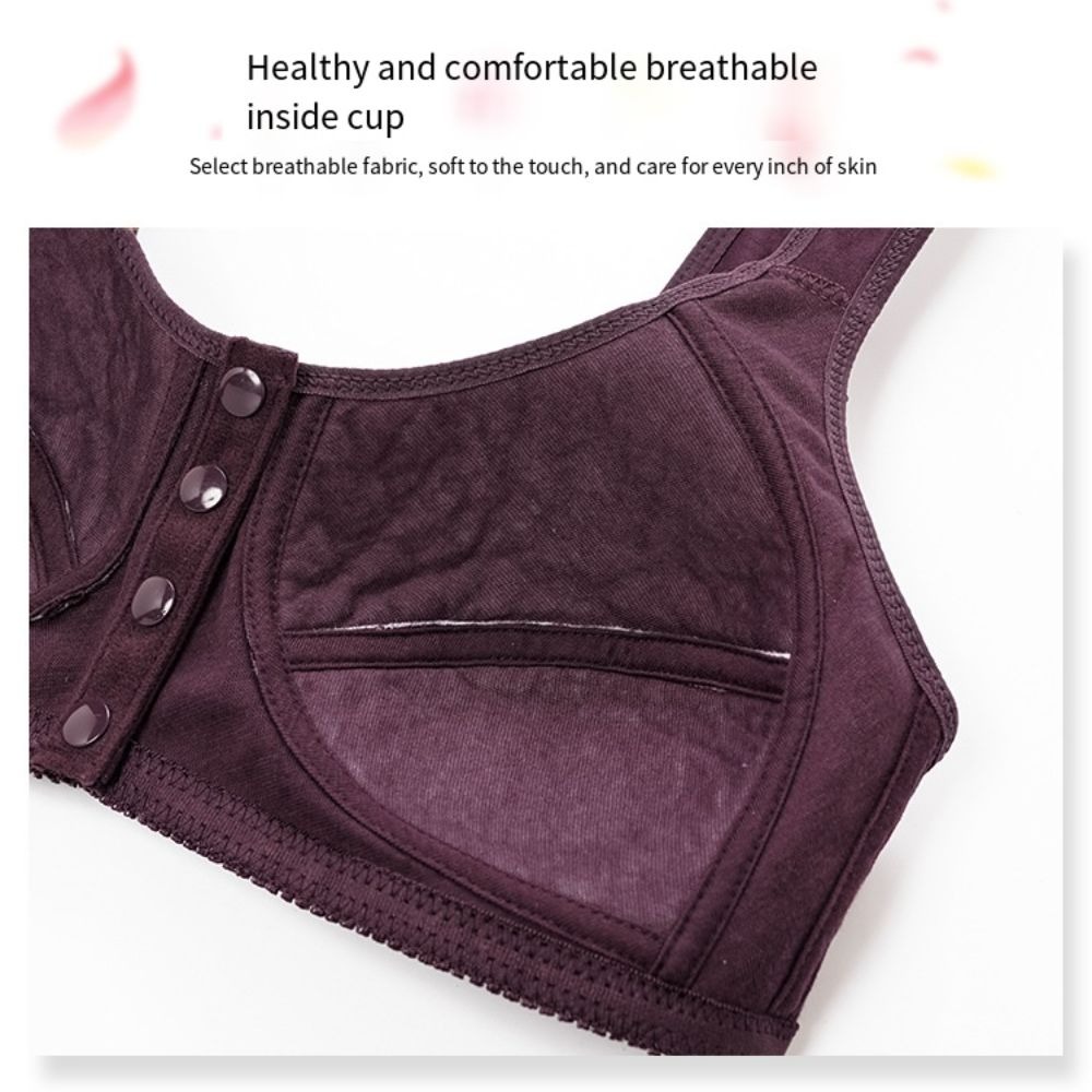 ComfortEase Front Closure Cotton Bra For Seniors Breathable Wireless Full Coverage Support 2