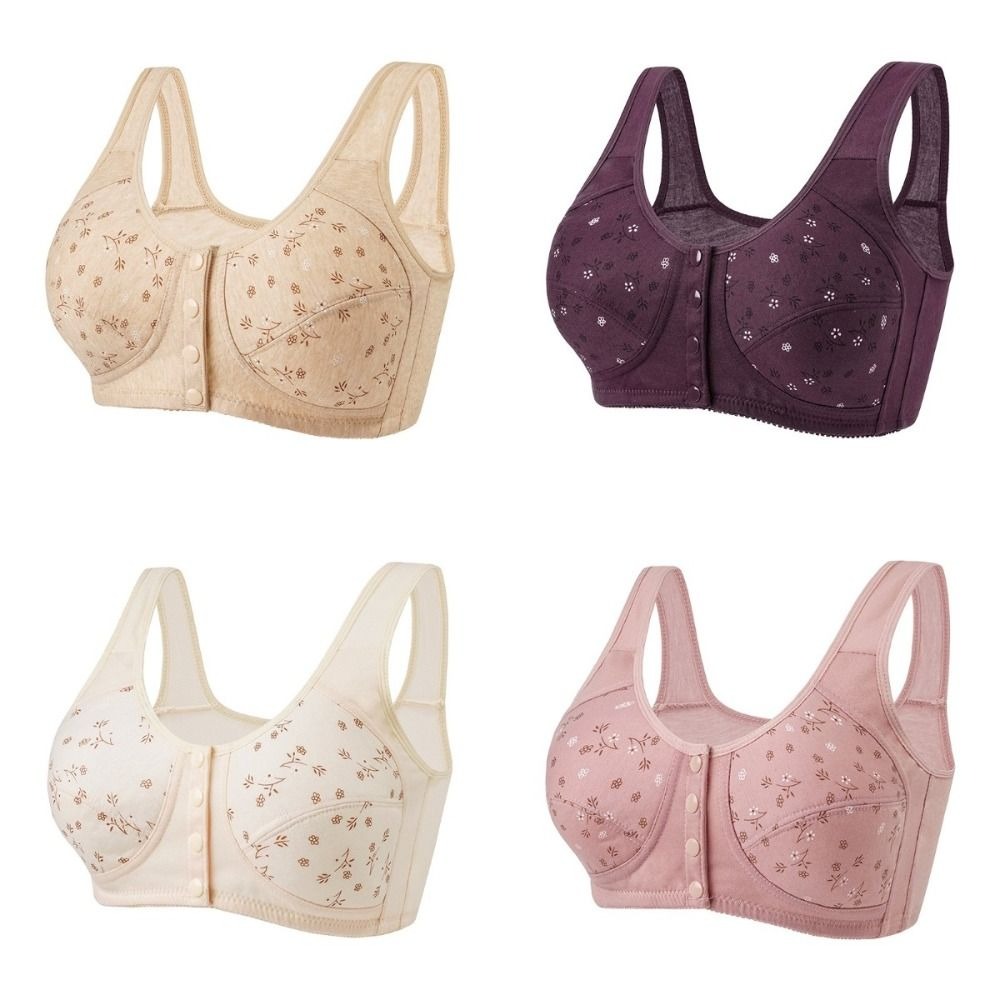 ComfortEase Front Closure Cotton Bra For Seniors Breathable Wireless Full Coverage Support 4