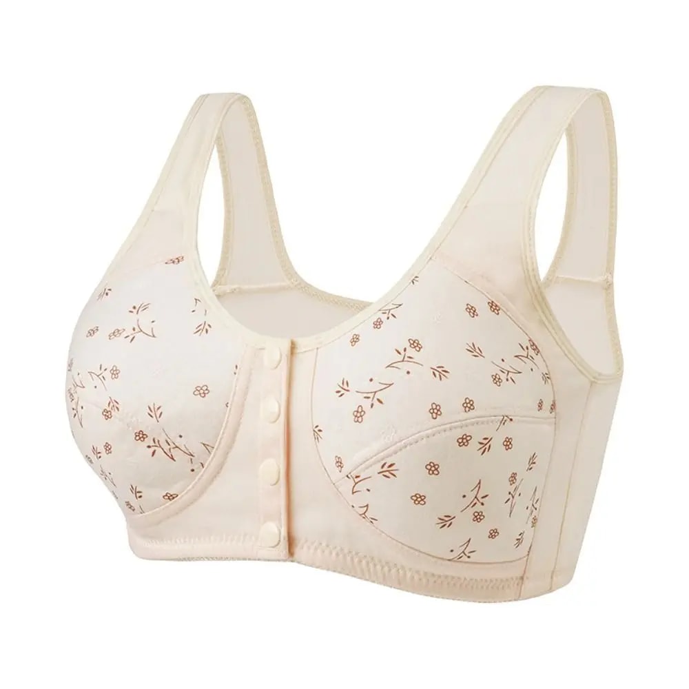 ComfortEase Front Closure Cotton Bra For Seniors Breathable Wireless Full Coverage Support 8