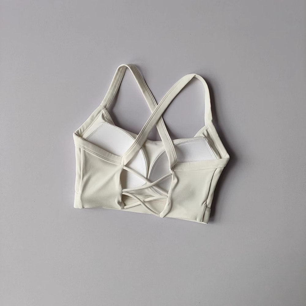 Womens Cross Back Yoga Sports Bra Push Up Gym Crop Top With Removable Padding 5