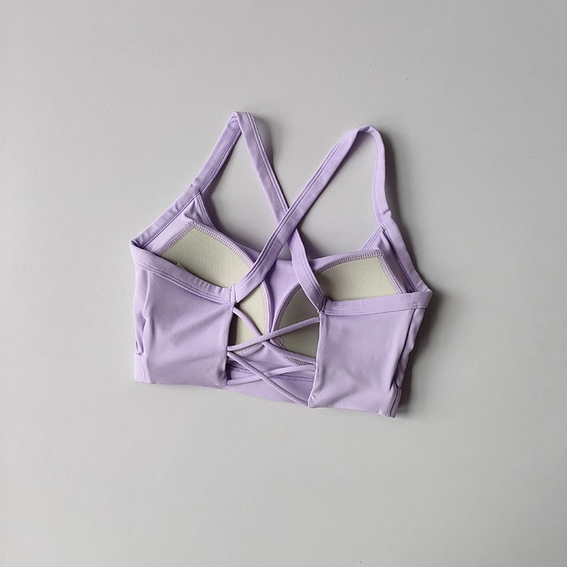 Womens Cross Back Yoga Sports Bra Push Up Gym Crop Top With Removable Padding 7