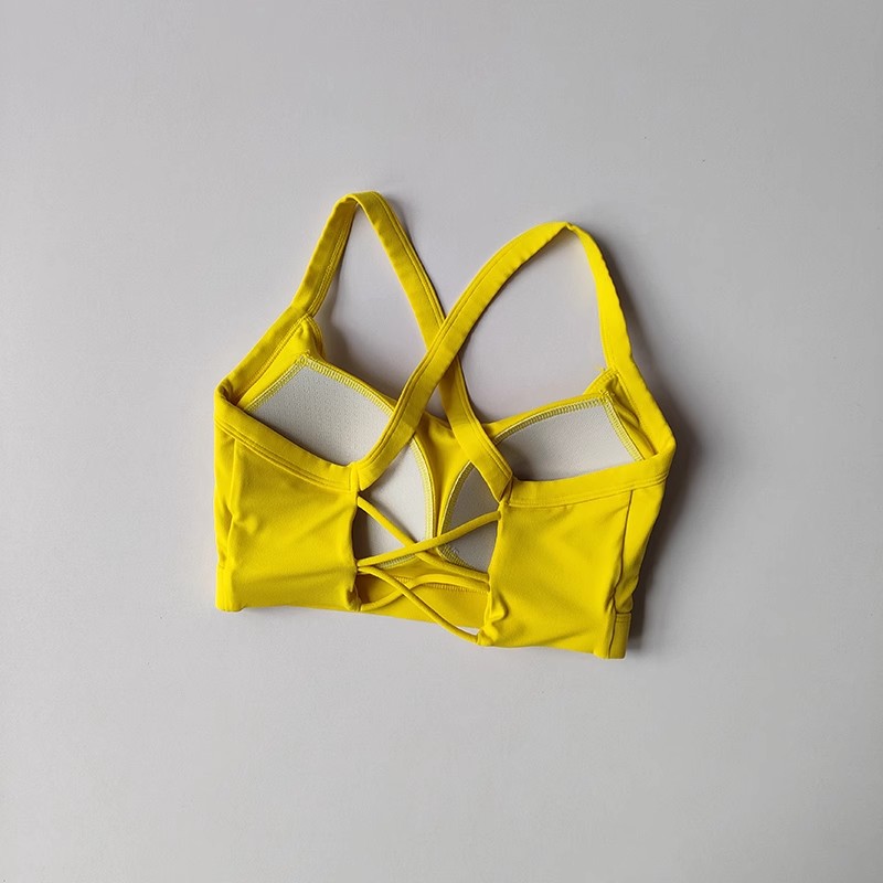 Womens Cross Back Yoga Sports Bra Push Up Gym Crop Top With Removable Padding 8