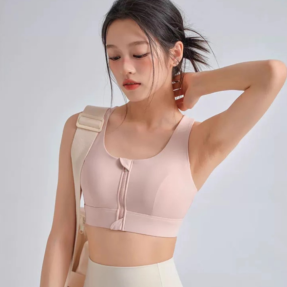 FlexLift High Impact Sports Bra With Front Zipper Fixed Support Cups 2