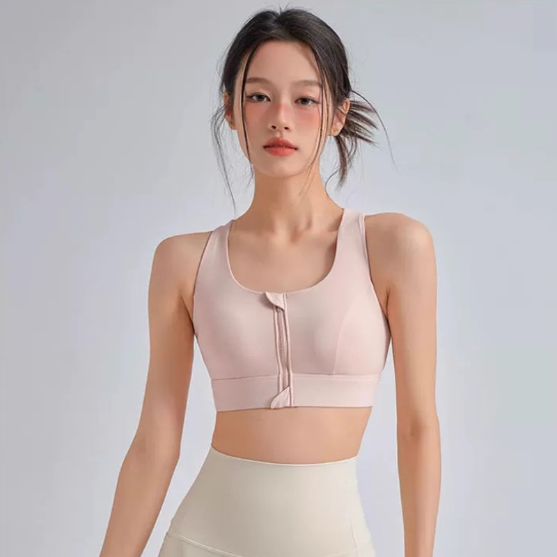 FlexLift High Impact Sports Bra With Front Zipper Fixed Support Cups 4