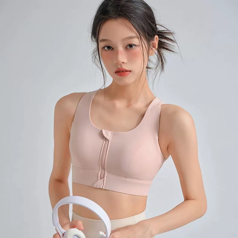 FlexLift High Impact Sports Bra With Front Zipper Fixed Support Cups 5