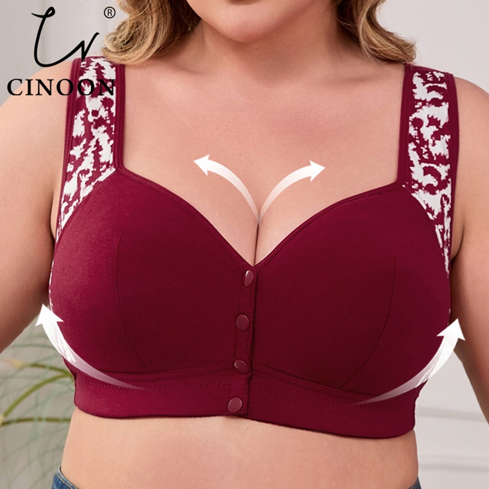 ComfortLift Plus Size Front Closure Bra – Wireless Support with Wide Straps & Breathable Fit