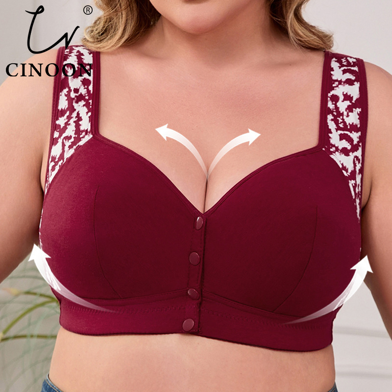 ComfortLift Plus Size Front Closure Bra – Wireless Support with Wide Straps & Breathable Fit