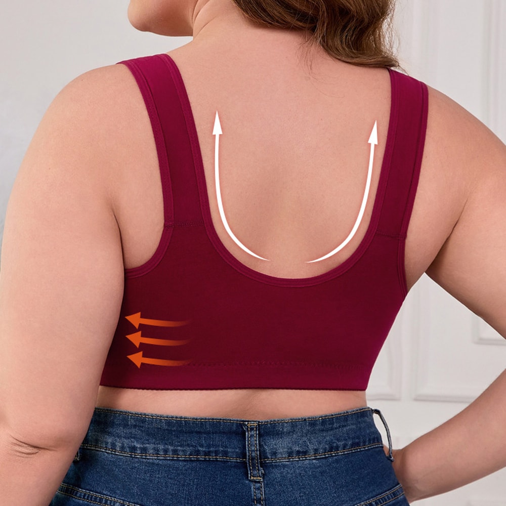 ComfortLift Plus Size Front Closure Bra – Wireless Support with Wide Straps & Breathable Fit