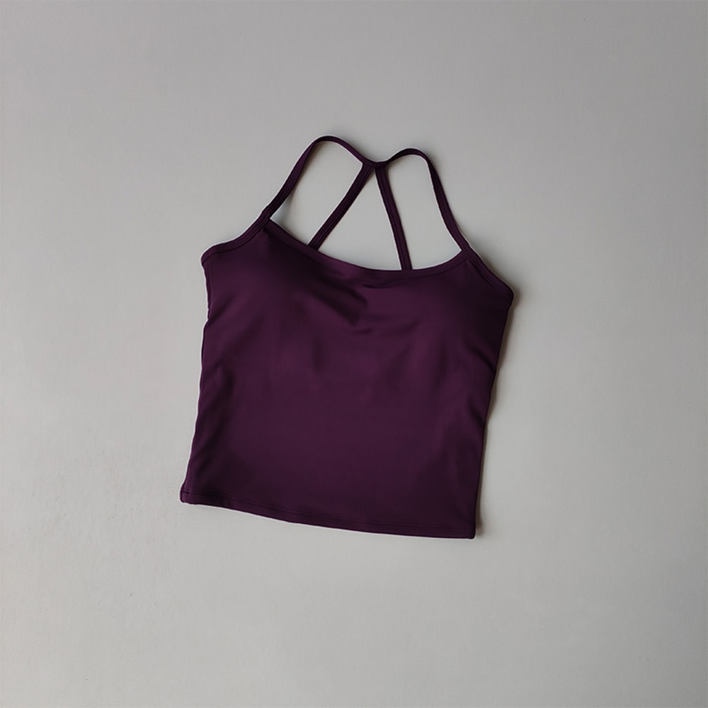 Padded Yoga Sports Bra Tank for Women – Thin Strap Fitness & Pilates Support