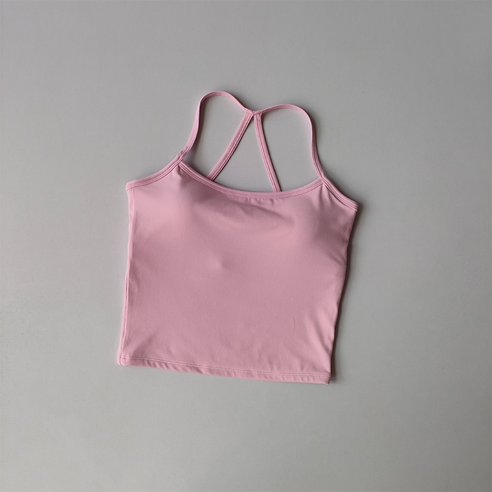 Padded Yoga Sports Bra Tank for Women – Thin Strap Fitness & Pilates Support
