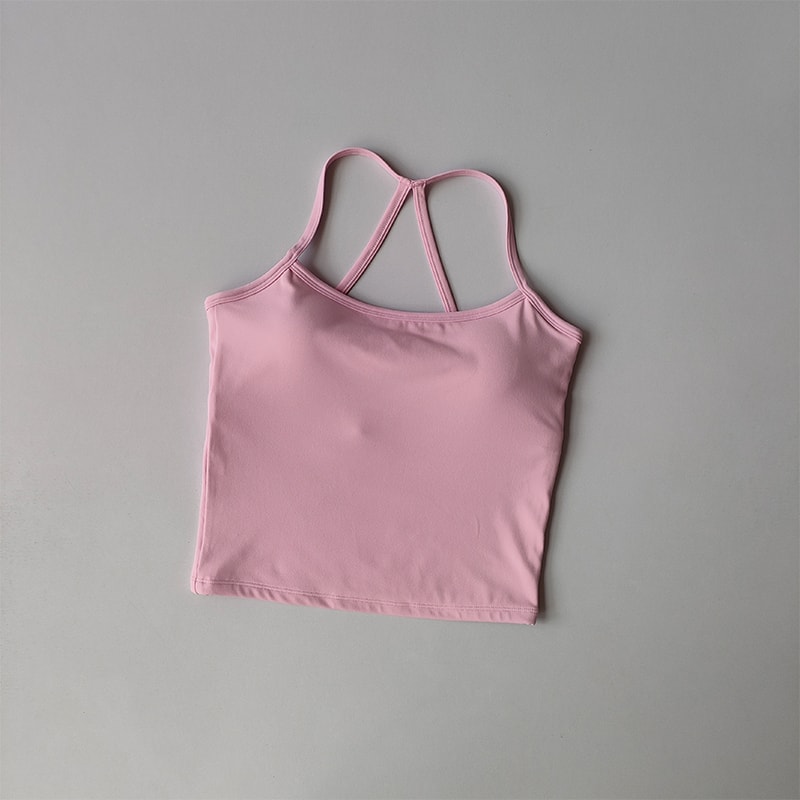 Padded Yoga Sports Bra Tank for Women – Thin Strap Fitness & Pilates Support