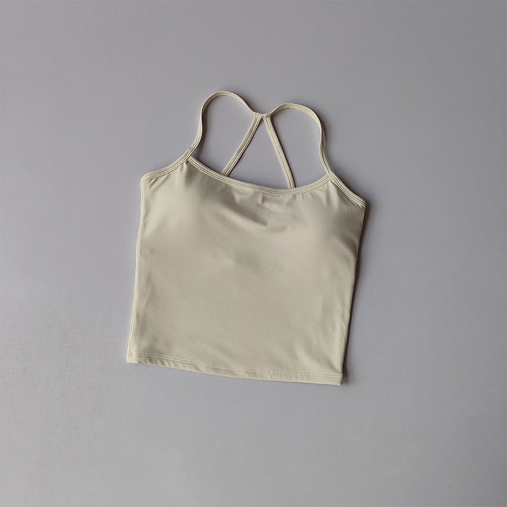 Padded Yoga Sports Bra Tank for Women – Thin Strap Fitness & Pilates Support