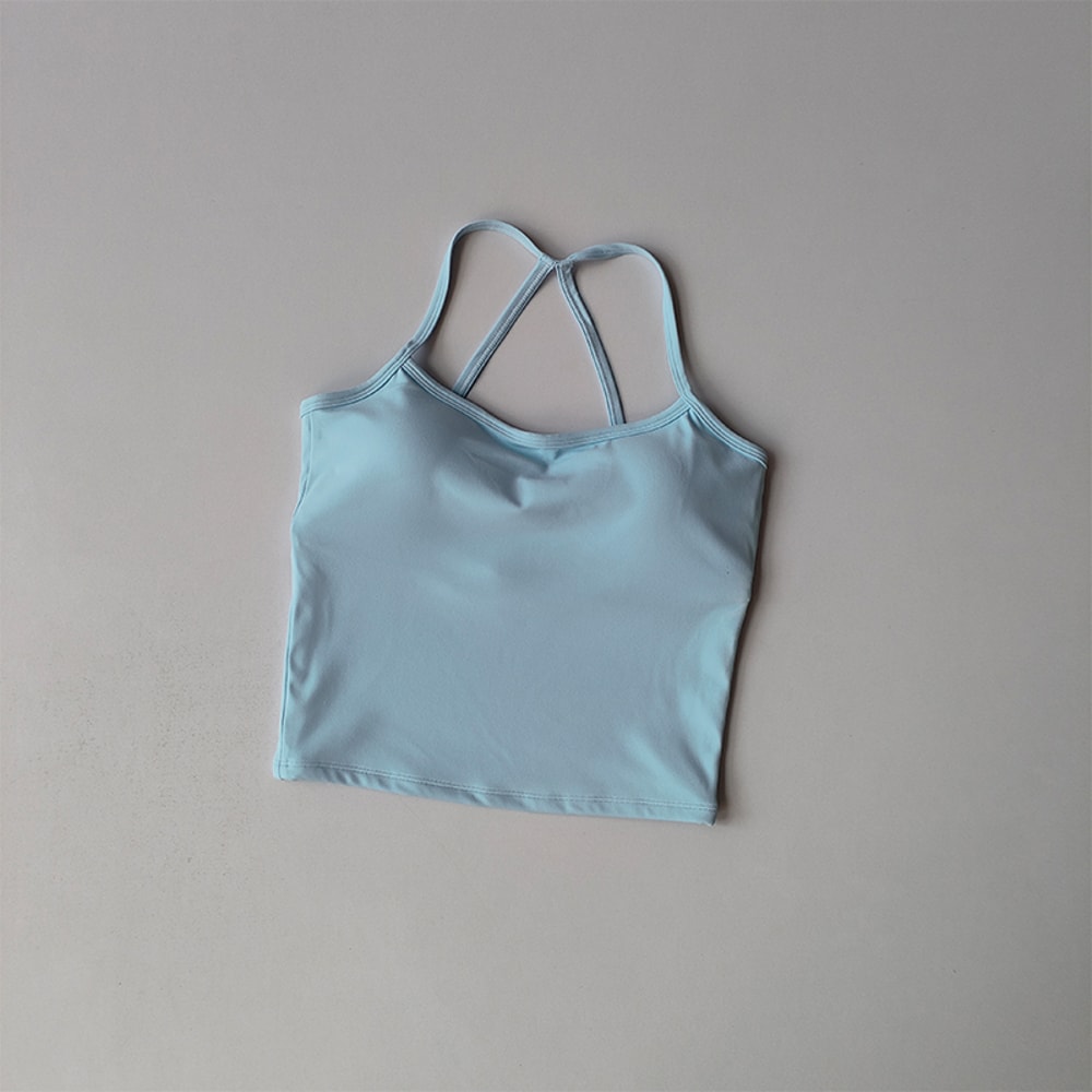 Padded Yoga Sports Bra Tank for Women – Thin Strap Fitness & Pilates Support