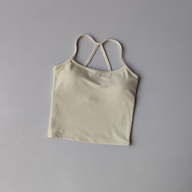 Padded Yoga Sports Bra Tank for Women – Thin Strap Fitness & Pilates Support