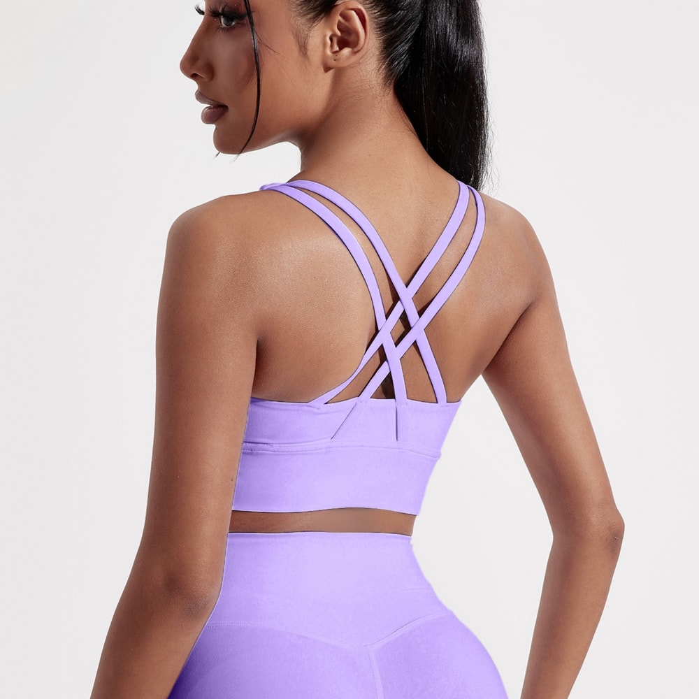 Cross Back High Support Sports Bra for Women – Padded Gym Training & Yoga Bra