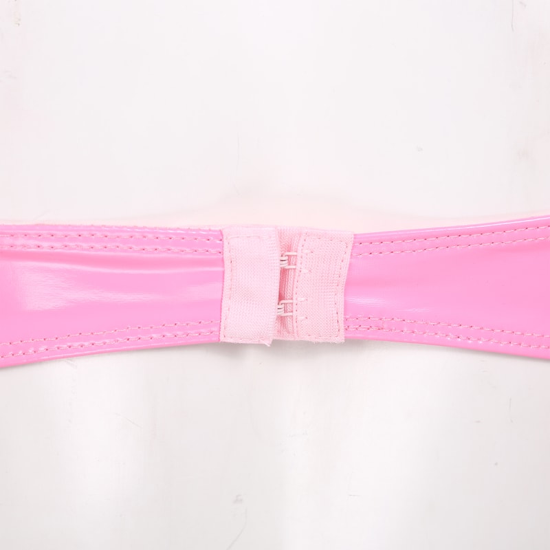 Wet Look Faux Leather Bralette – Wire-Free Sexy Lingerie Crop Top for Women