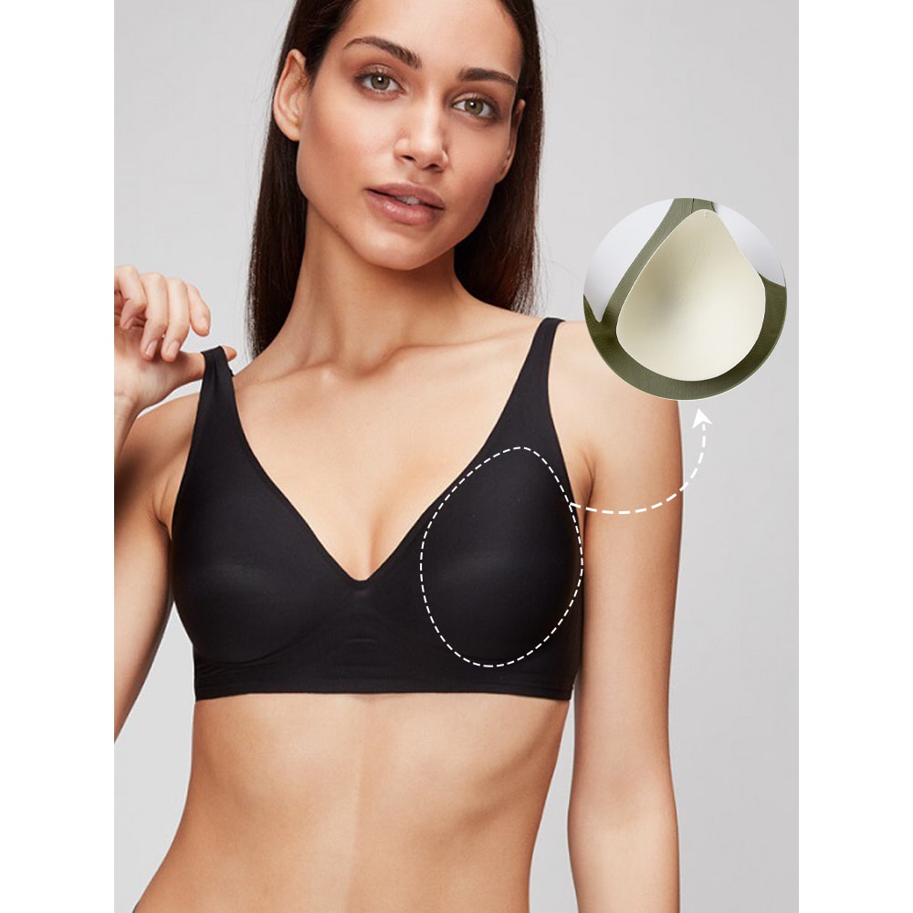 Seamless Deep V Push Up Bra for Women – Wireless Padded Bralette with Beauty Back Support