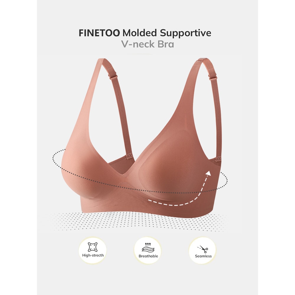 Seamless Deep V Push Up Bra for Women – Wireless Padded Bralette with Beauty Back Support